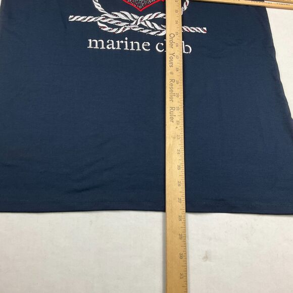 Dantelle Marine Club Nautical Graphic T-Shirt Rhinestone Anchor Blue L Tee NWT - Picture 6 of 10
